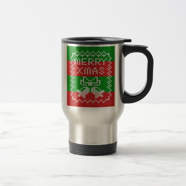 Taza De Viaje Ropa de jingle de patrón de suéter feo Hilo de nav (Derecha)