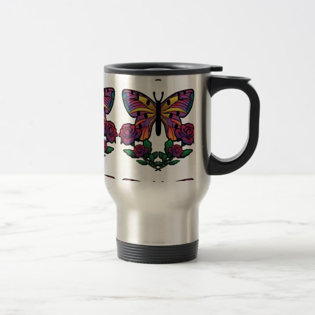 Taza De Viaje Rosa de mariposa (Derecha)