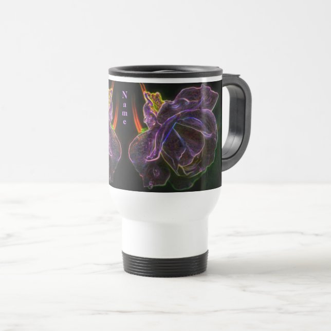 Taza De Viaje Rosa púrpura abstracto Flor arte personalizado (Anverso derecho)