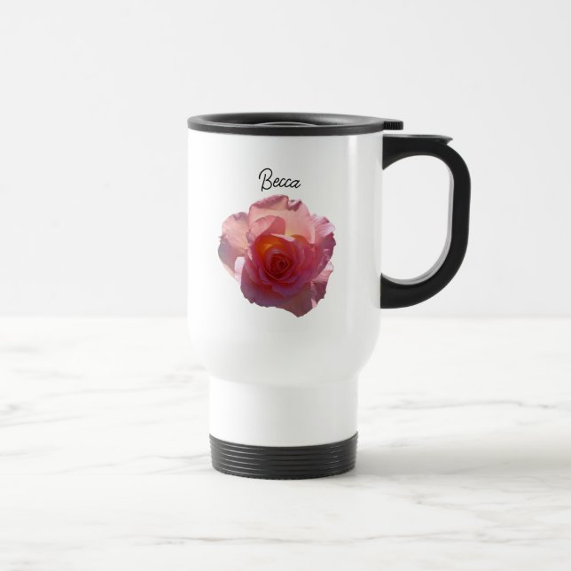 Taza De Viaje Rosa radiante de té rosado para viajes personaliza (Derecha)