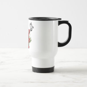 Taza De Viaje Rosa Roja con mariposa y pájaro