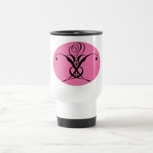 Taza De Viaje Rosa Rosa y Flourier Negro retro
