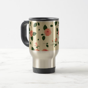 Taza De Viaje Rosas Rosadas Bonitas Patrón Rosa Pastel