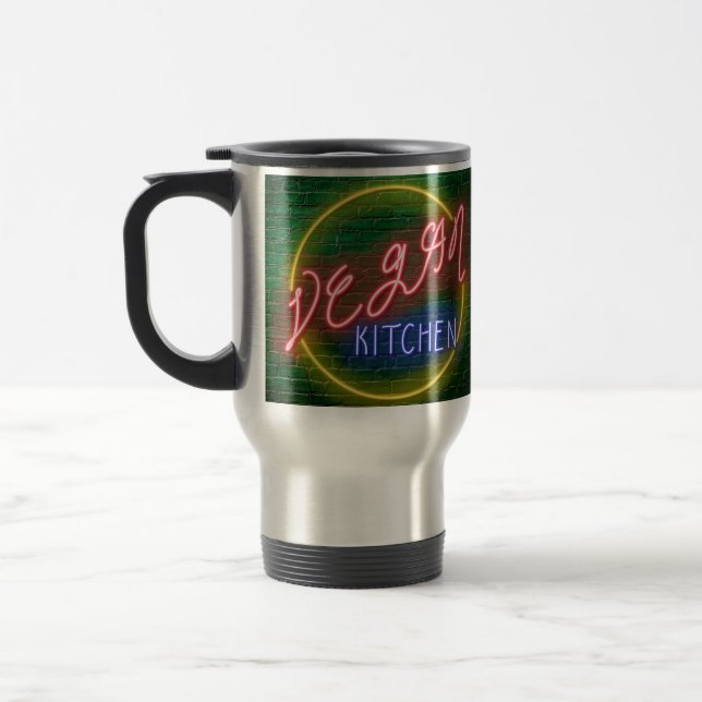 Taza De Viaje Rótulo Neon Vegan Kitchen (Izquierda)