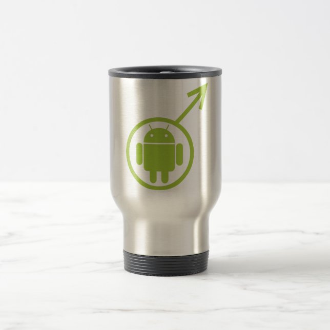 Taza De Viaje (Rótulo/símbolo) Bugdroid androide masculino (Centro)