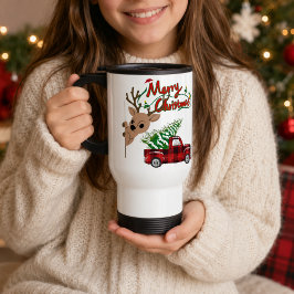 Taza De Viaje Rudolph personalizado Feliz Navidad Camión vintage