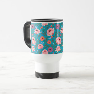 Taza De Viaje Rustic-Style Watercolor Wildflowers