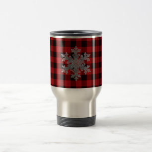 Taza De Viaje Rústico rojo y negro machacado con detalles de cop
