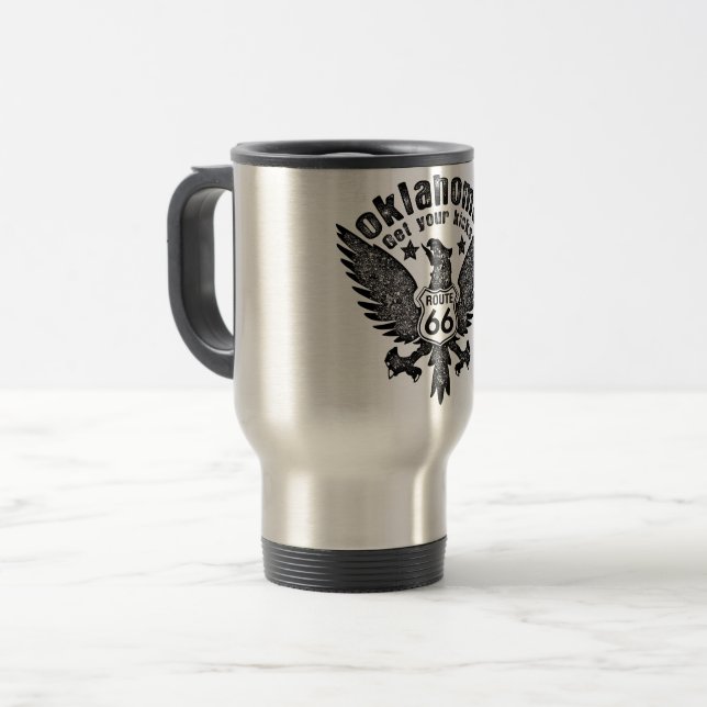 Taza De Viaje Ruta 66 de Oklahoma, diviértete (Anverso izquierdo)