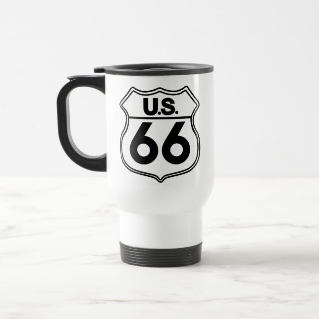 Taza De Viaje Ruta de EE. UU. 66 Blanco (Izquierda)