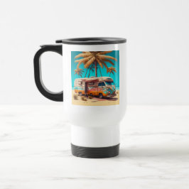 Taza De Viaje RV Retro y Palmeras