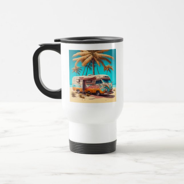 Taza De Viaje RV y palmeras retro (Izquierda)