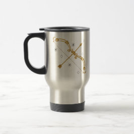 Taza de viaje Sagitario dorado del Zodiaco