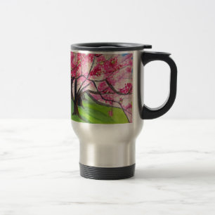 Taza De Viaje Sakura Arte japonés de florecimiento de cerezo