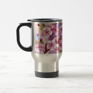 Taza De Viaje Sakura rosa sobre fondo de pintura