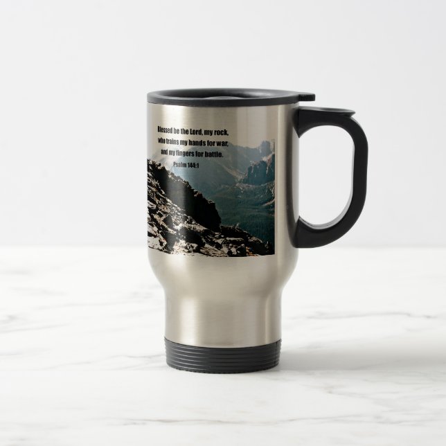 Taza De Viaje Salmo 144:1 Bendito sea el Señor. (Derecha)