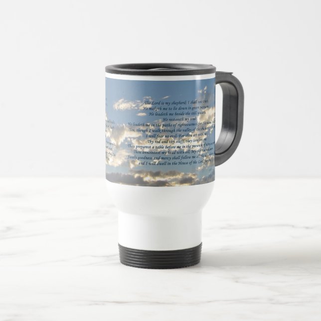 Taza De Viaje Salmo 23 Bella Biblia Verse Regalo Cristiano (Anverso derecho)