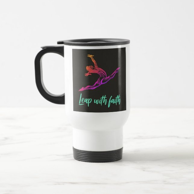 Taza De Viaje "Salto con fe" café de viaje Mug (Izquierda)