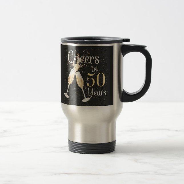 Taza De Viaje Saludos a 50 años 50.ª fiesta de cumpleaños (Derecha)