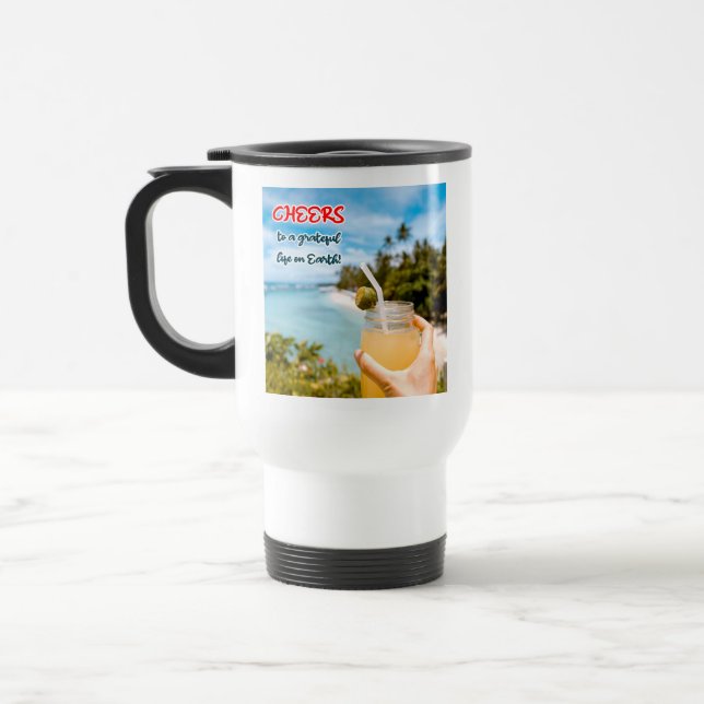 Taza De Viaje Saludos a una vida agradecida en la Tierra (Izquierda)