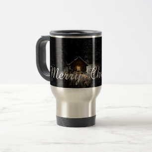 Taza De Viaje Saludos de Navidad con Casa de Bruja