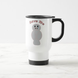 Taza De Viaje Sálvame Manatí Triste Dibujo Animado Conservación 