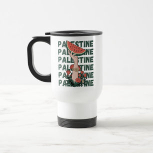 Taza De Viaje sandía, flores y texto palestino Repetir