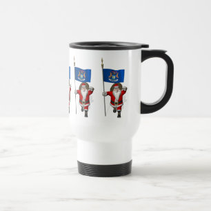Taza De Viaje Santa Claus Con El Fin De Michigan