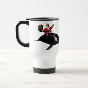 Taza De Viaje Santa Claus Montando En Orca