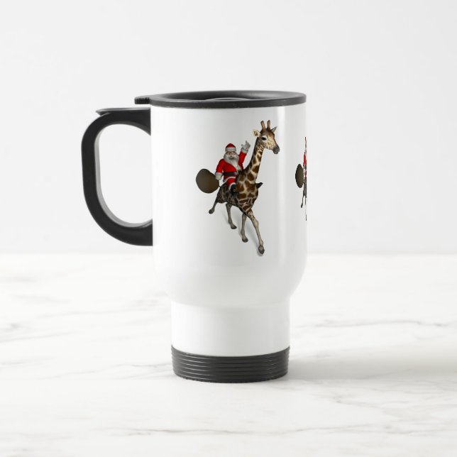 Taza De Viaje Santa Claus montando una jirafa (Izquierda)