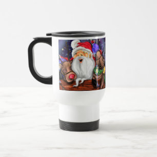 Taza De Viaje Santa con renos y Navidades divertidos viajan a la