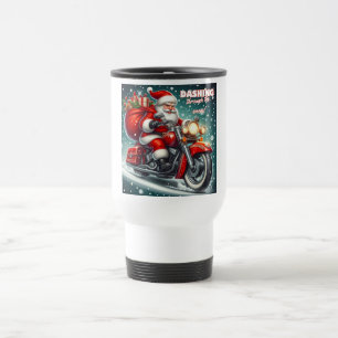 Taza De Viaje Santa en motocicleta
