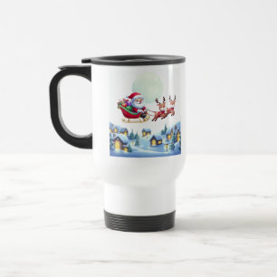 Taza De Viaje Santa y los Navidades de renos Tee de la noche mág