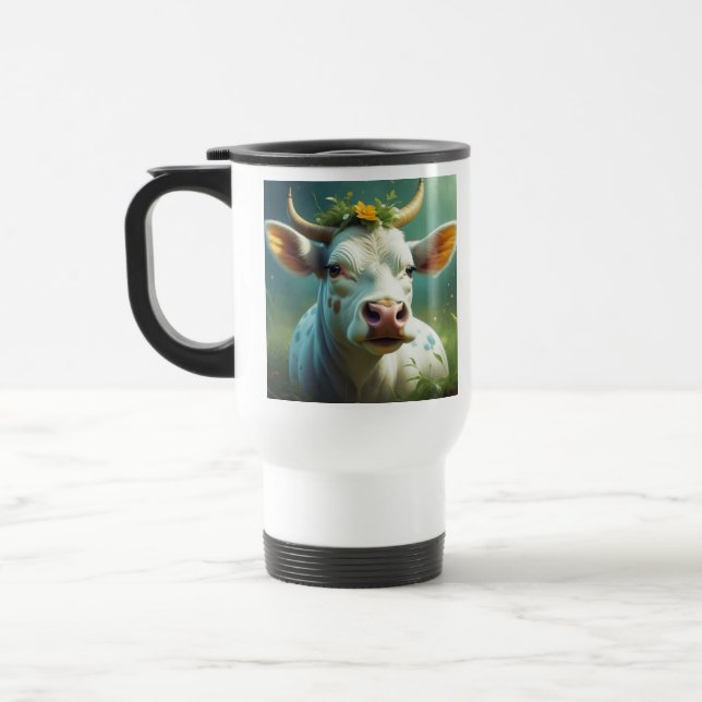 Taza De Viaje Santo Vaca, Necesito Un Café Gracioso (Izquierda)