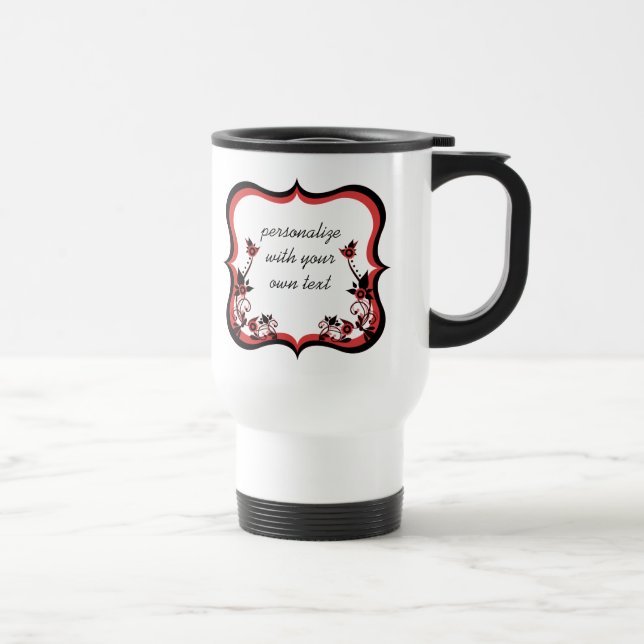 Taza De Viaje Sassy Floral Frame Mug, Rojo (Derecha)