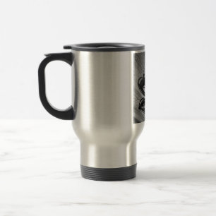 Taza De Viaje Saxofón de Tenor Blanco y Negro