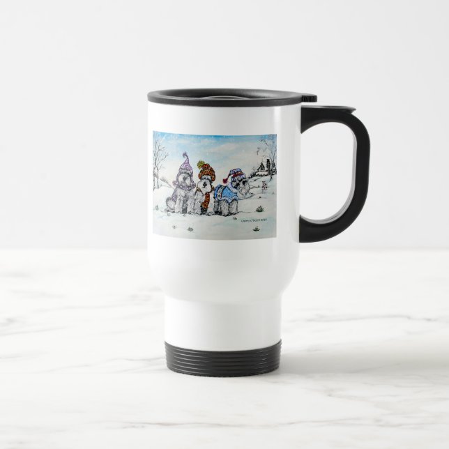 Taza De Viaje Schnauzers en invierno (Derecha)