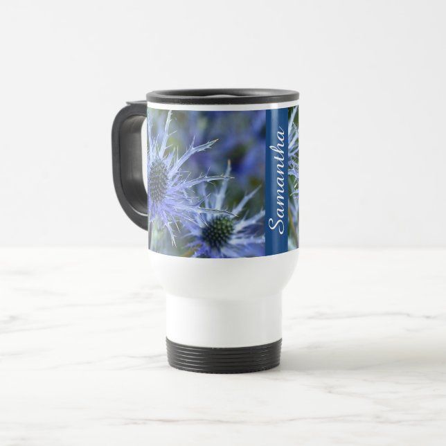 Taza De Viaje Sea Holly Thistle Personalised (Anverso izquierdo)