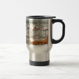 Taza De Viaje Seis Flamingos A Wading Watercolor
