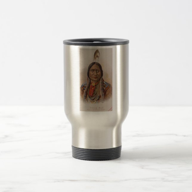 Taza De Viaje Señales de humo: El jefe indio lakota está sentado (Centro)