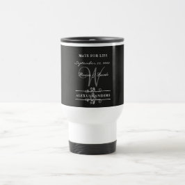 Taza De Viaje Sencillo pero elegante: Lino negro con Monograma