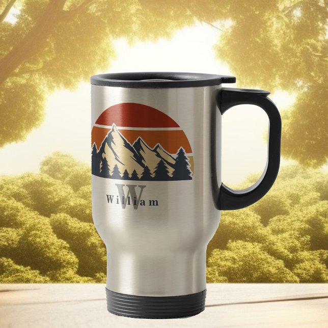 Taza De Viaje Senderismo en Monograma de la Montaña del Sol (Subido por el creador)
