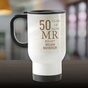 Taza De Viaje Señor Correcto Diversión 50 Aniversario Corazones
