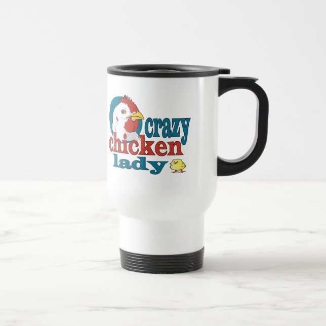 Taza De Viaje Señora loca del pollo del dibujo animado (Derecha)