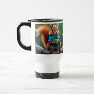 Taza De Viaje Sentada de ardilla suave en la rama del árbol