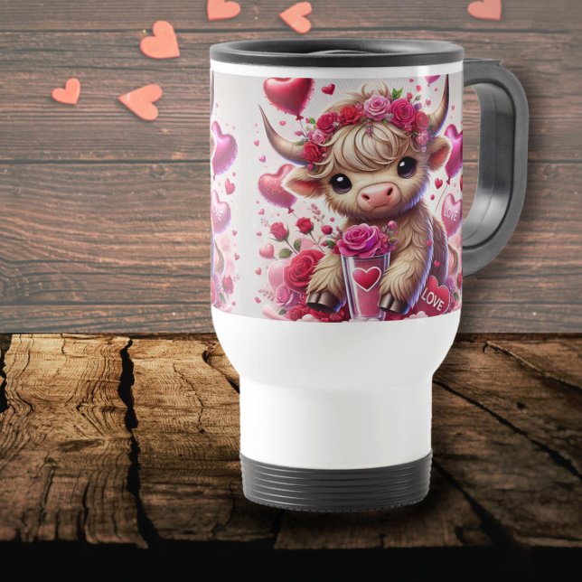 Taza De Viaje Sentido dulce Highland Cow Valentines (Subido por el creador)