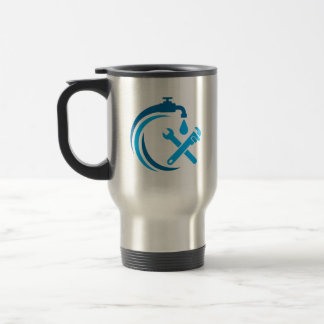 Taza De Viaje Servicio de fontanería Logo de gota de agua azul f