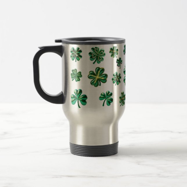 Taza De Viaje Shamrock Clover 3D deja suerte (Izquierda)