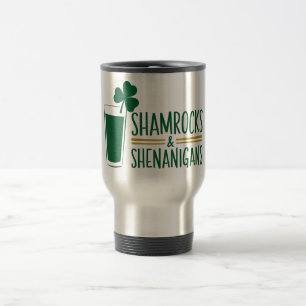 Taza De Viaje Shamrock & Shenanigans: Diseño del Día de San Patr