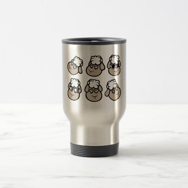 Taza De Viaje Sheep Faces Expressions Emotions Happy Sad Surpris (Centro)